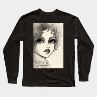 Portrait of a curly hair girl 2017 Long Sleeve T-Shirt